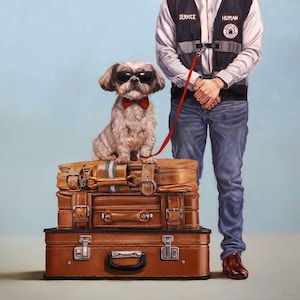 The Real Boss by Lucia Heffernan, Dog Art, Whimsical Animal Wall Decor, Gift for Dog Lover, Cartoon Dog Art