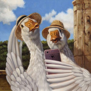 Duck Face by Lucia Heffernan, Cute Duck Art, Whimsical Animal Wall Decor, Gift for Duck Lover, Cartoon Art