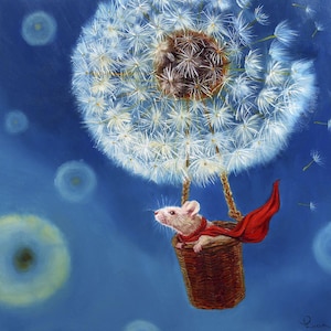 Gone With The Wind by Lucia Heffernan, Cute Little Rat Art, Whimsical Animal Wall Decor, Gift for Rat Lover, Cartoon Art