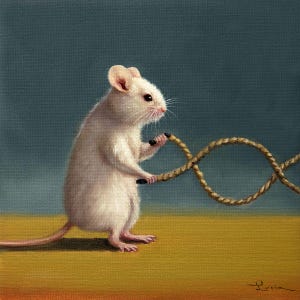 Gym Rat Battle Rope by Lucia Heffernan, Cartoon Rat Art, Whimsical Animal Wall Decor, Gift for Rat Lover,