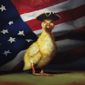 The Patriot by Lucia Heffernan, Duck Art, Whimsical Animal Wall Decor, Gift for Duck Lover, Cartoon Animal Art