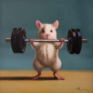 Gym Rat Push Press by Lucia Heffernan, Animal Art, Whimsical Animal Wall Decor, Gift for Animal Lover,