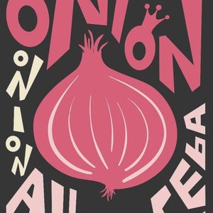 Kitchen Onion by Ayse, Cuisine Design Poster, Cute Food Wall Art, Fun Room Decor, Food Lover Gift, Novelty Art