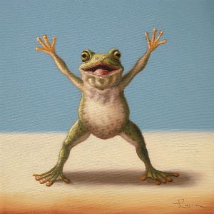 Gym Frog Jumping Jack by Lucia Heffernan, Animal Art, Whimsical Animal Wall Decor, Gift for Frog Lover,