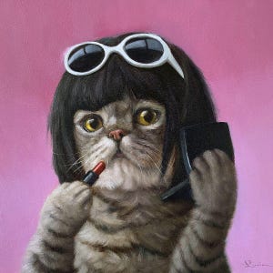 Bob Cat by Lucia Heffernan, Adorable Cat Art, Whimsical Animal Wall Decor, Gift for Cat Lover, Cartoon Art