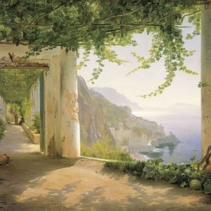View To The Almafi Coast by Carl Frederic Aagaard, Serene Art, Landscape Art, Italy Art, Landscape Art, Scenery Art, Beautiful Art