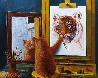 Norman Catwell By Lucia Heffernan, Art Print, Animal Wall Decor, Funny Animal Art, Cute Room Decor, Whimsical Cat Art