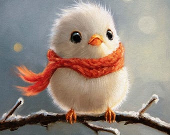 Sun Kissed by Lucia Heffernan, Cute Bird Art, Whimsical Animal Wall Decor, Gift for Bird Lover, Cartoon Bird Art