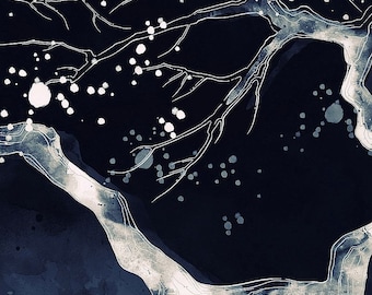 Expressive Art, Abstract Expressionism, Nature Landscape Art, Cherry Blossom Branch by Incado