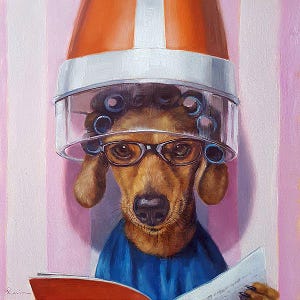 Ms. Canela by Lucia Heffernan, Dog Art, Whimsical Animal Wall Decor, Gift for Dog Lover, Cartoon Art