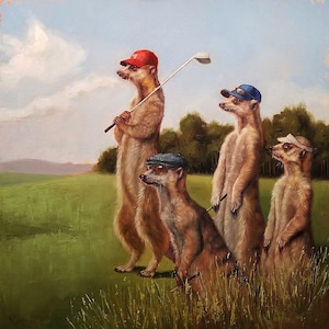 Men's Day by Lucia Heffernan, Prairie Dog Art, Whimsical Animal Wall Decor, Gift for Prairie Dog Lover, Cartoon Art