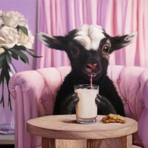 Snack Time by Lucia Heffernan, Cow Art, Whimsical Animal Wall Decor, Gift for Cow Lover, Cute Animal Art