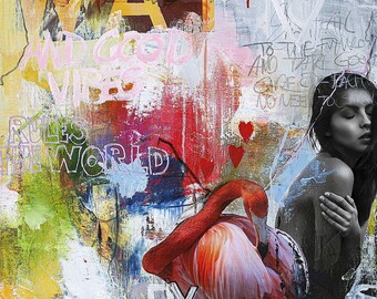 Flamingo by Design Fabrikken, Graffiti Art, Pop Surrealism, Urban Art, Contemporary Art, Graffiti Art Print, Graffiti Wall Art