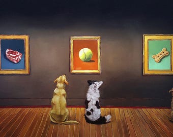Dog Museum By Lucia Heffernan, Animal Wall Decor, Dog Art, Funny Animal Art, Cute Funny Art