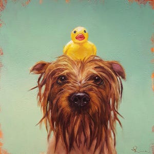 Bath Time by Lucia Heffernan, Dog Art, Whimsical Animal Wall Decor, Gift for  Dog Lover, Cartoon Art