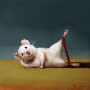 Gym Rat Side Leg Lift by Lucia Heffernan, Animal Art, Whimsical Animal Wall Decor, Gift for Animal Lover,