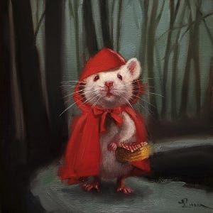 Little Red by Lucia Heffernan, Mouse Art, Whimsical Animal Wall Decor, Gift for Mouse Lover, Cartoon Art