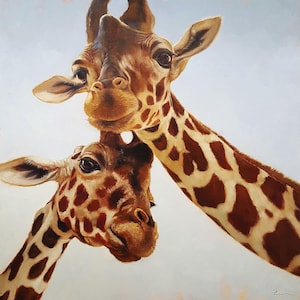 Soulmate II by Lucia Heffernan, Giraffe Art, Whimsical Animal Wall Decor, Gift for Animal Lover, Cartoon Animal Art