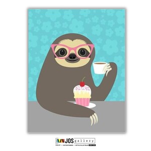 Dive Sloth by Lee Nancy, Cute Wall Art for Kids, Animal Art, Bathroom Art, Bedroom Art, Room Decor Art, Print Art, Sloth Art, Wall Decor Art
