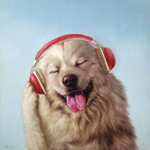 Woof Jam by Lucia Heffernan, Dog Art, Whimsical Animal Wall Decor, Gift for Dog Lover, Cartoon Art