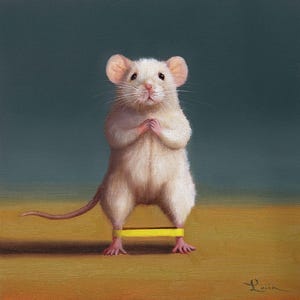 Gym Rat Duck Walk by Lucia Heffernan, Cartoon Rat Art, Whimsical Animal Wall Decor, Gift for Rat Lover, Humorous Art