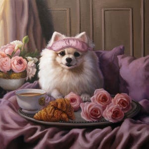 Princess Gigi by Lucia Heffernan, Pomeranian Art, Whimsical Animal Wall Decor, Gift for Dog Lover, Cartoon Art