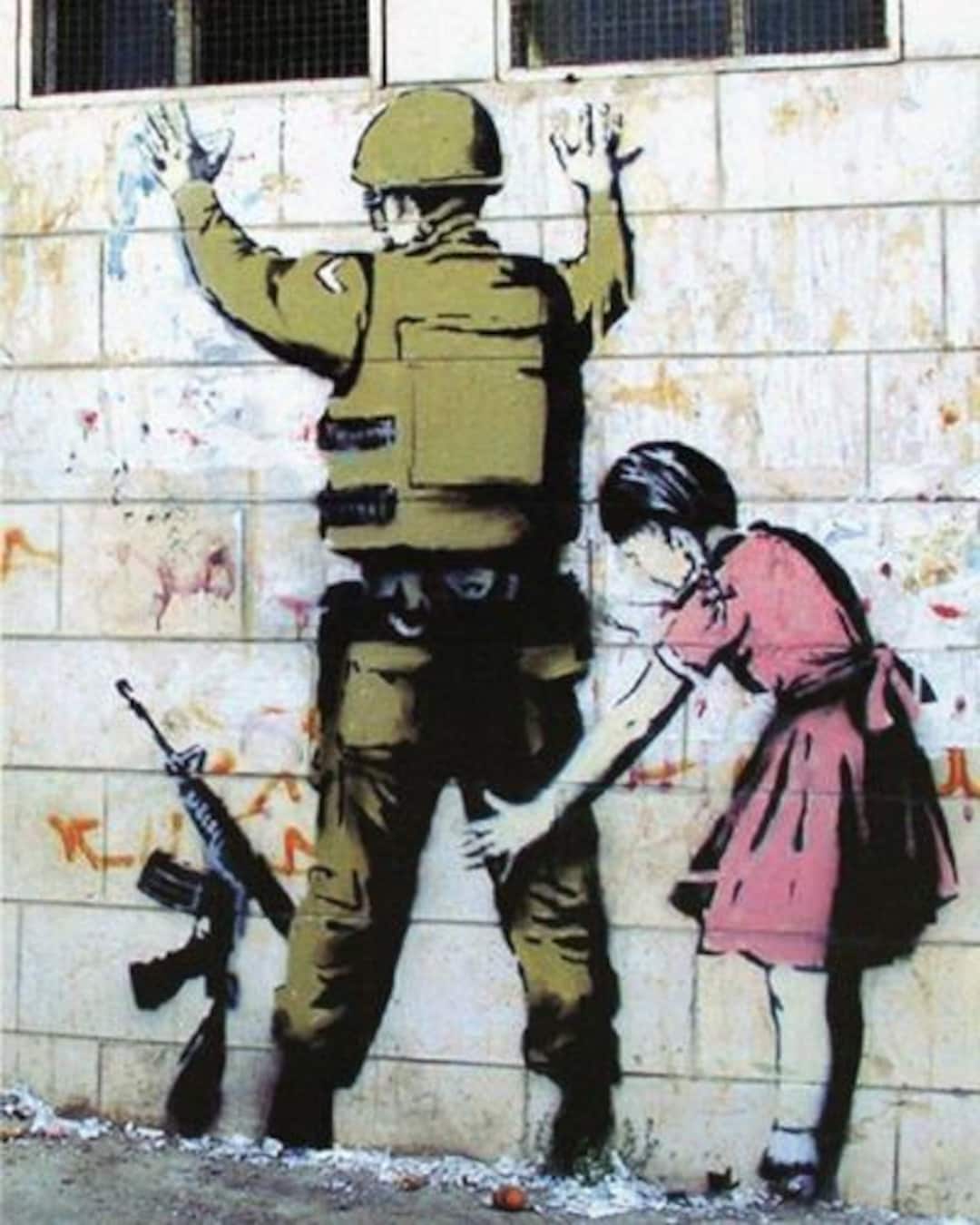 額装品/バンクシー/Girl Searching Soldier/ポスター Girl Searching Soldier by Banksy, Street Art Print, Inspired by