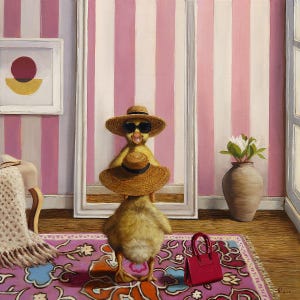 Hello Gorgeous by Lucia Heffernan, Duck Art, Whimsical Animal Wall Decor, Gift for Duck Lover,