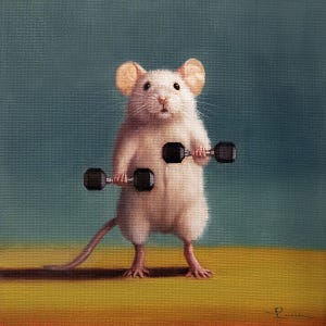 Gym Rat Biceps by Lucia Heffernan, Rat Art, Whimsical Animal Wall Decor, Gift for Rat Lover, Lovable Cartoon Art