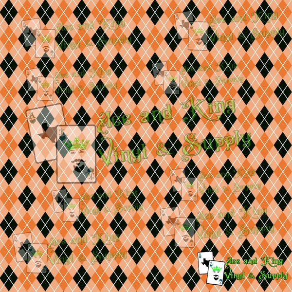 NEW LOW PRICE! 12"x12" Halloween Argyle Printed Vinyl Sheet