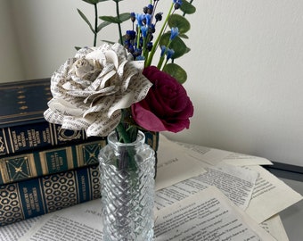 Bud Vases l Paper Flower Arrangements l Paper Roses l Mini Flower Arrangements l Book Page Flowers l Book Page Gift