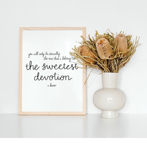 Adele Quote Wall Print - The Sweetest Devotion - Mother's Day Gift  - Simple and Elegant Script - Digital Download Print, Wall Decor