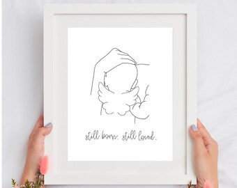 Engel Baby - Schwangerschaft Verlust - Handgezeichnete Linie Kunst - 11"x14" - digitaler Download Druck, Wand-Dekor, Totgeburt