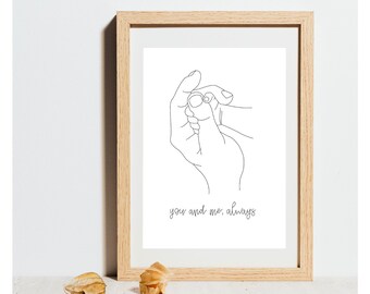 Baby Du und ich immer Poster - handgezeichnete Linie Kunst - 11 "x 14" - digitaler Download Druck, Wand-Dekor