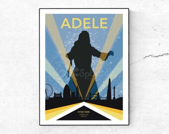 Adele BST Hyde Park Konzert 2. Juli 2022 - Handgezeichnetes Poster - 18 "x24"