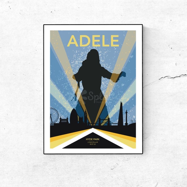 Adele BST Hyde Park Konzert 2. Juli 2022 - Handgezeichnetes Poster - 18 "x24"