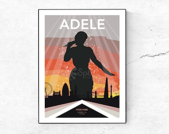 Adele BST Hyde Park Konzert Juli 1 2022 - Handgezeichnetes Poster - 18 "x24"