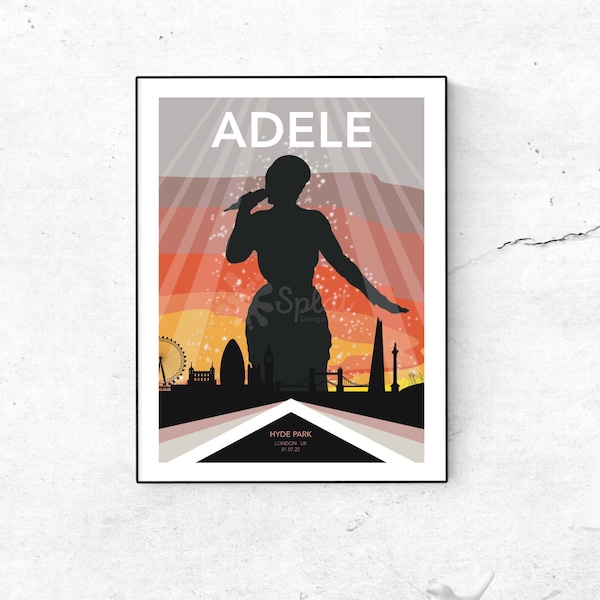 Adele BST Hyde Park Konzert Juli 1 2022 - Handgezeichnetes Poster - 18 "x24"