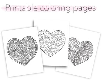Ausmalbilder Herz zum ausdrucken - Handgezeichnet und maßgefertigt - Entspannende Aktivität für Kinder und Erwachsene - Valentinstag