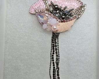 Handmade Swarovski Flower Brooch Beaded Flower Jewelry Elegant Swarovski Crystal Pin Handmade Brooch A Dazzling Fusion of Artistry
