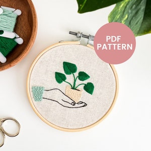Hand Embroidery Pattern PDF - Have A Plant | Beginner level hand embroidery design | Gift for Plant Lover