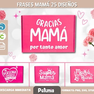 Bundle día de las madres 25 diseños, vectores día de las madres,  frases de Feliz día mamá, archivo digital, formato SVG, png y studio.
