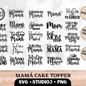 Cake topper for mom, mothers day, happy mom day, best mom, Cake topper bundle SVG, studio3, png