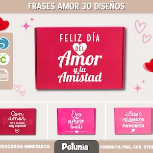 Valentine's Day love and friendship phrases, pack of 30 designs, digital file in SVG PNG and STUDIO format. Stroke file, vinyl cutting.