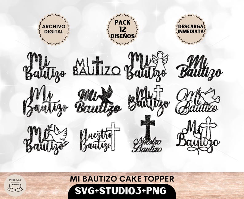 Buy 1 PCS Spanish Mi Bautizo Cake Topper With Glitter Pink Cross Dove First Communion Cake Picks Religious Gold Bless Baptism Theme Baby Shower Kids