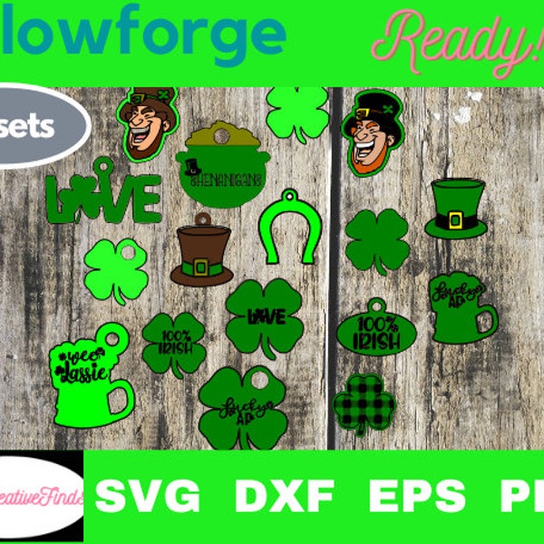 St. Patty's Day digital file, St Patricks Earrings, Charms, Necklaces, Cut File, Glowforge, Laser Cut, SVG Bundle, Ready to go!