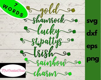 St Patricks Plate Words SVG, Digital Download, Ready to Cut, 7 Word Bundle, Plate Setting Decor