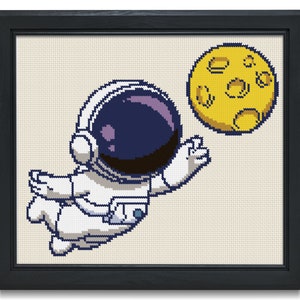 宇宙飛行士のクロスステッチパターン PDF / カラーパターンチャート / 即時ダウンロード / 初心者向けクロスステッチ