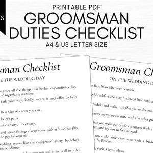 Groomsman Duties Checklist Printable Wedding Checklist - Etsy Sweden