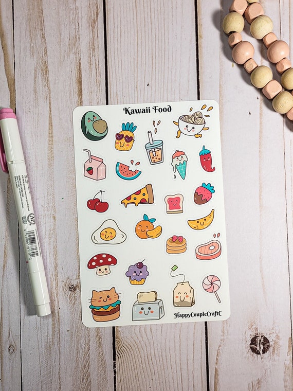 Food Stickers Scrapbooking, Kawaii Food Diary Stickers